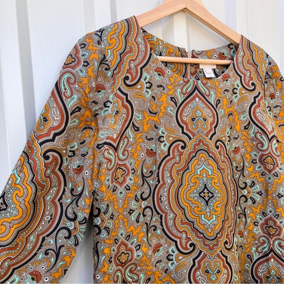J. CREW Collection Dress Jules 100% Silk Gold Italian Paisley Shift Womens 6 - Picture 13 of 14